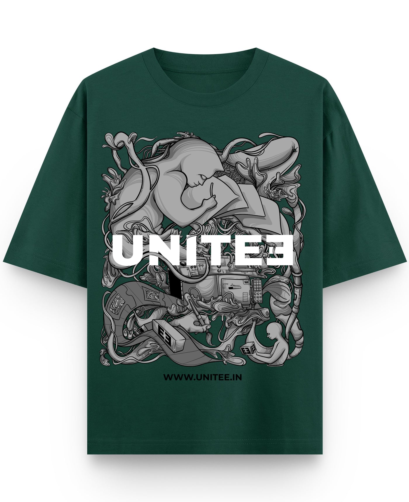 Bottle Green Oversized T-Shirt Front Design