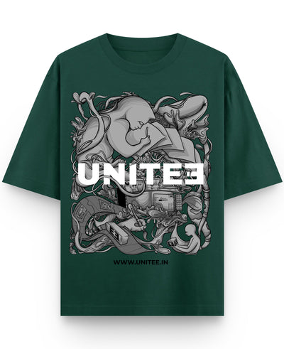 Bottle Green Oversized T-Shirt Front Design