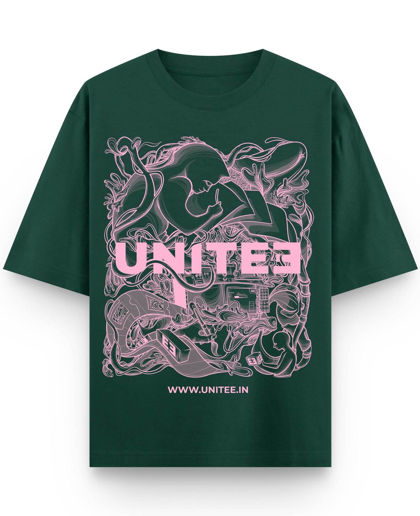 Bottle Green Oversized T-Shirt Front Design