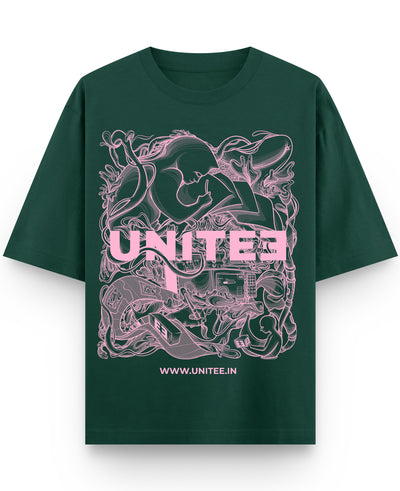 Bottle Green Oversized T-Shirt Front Design